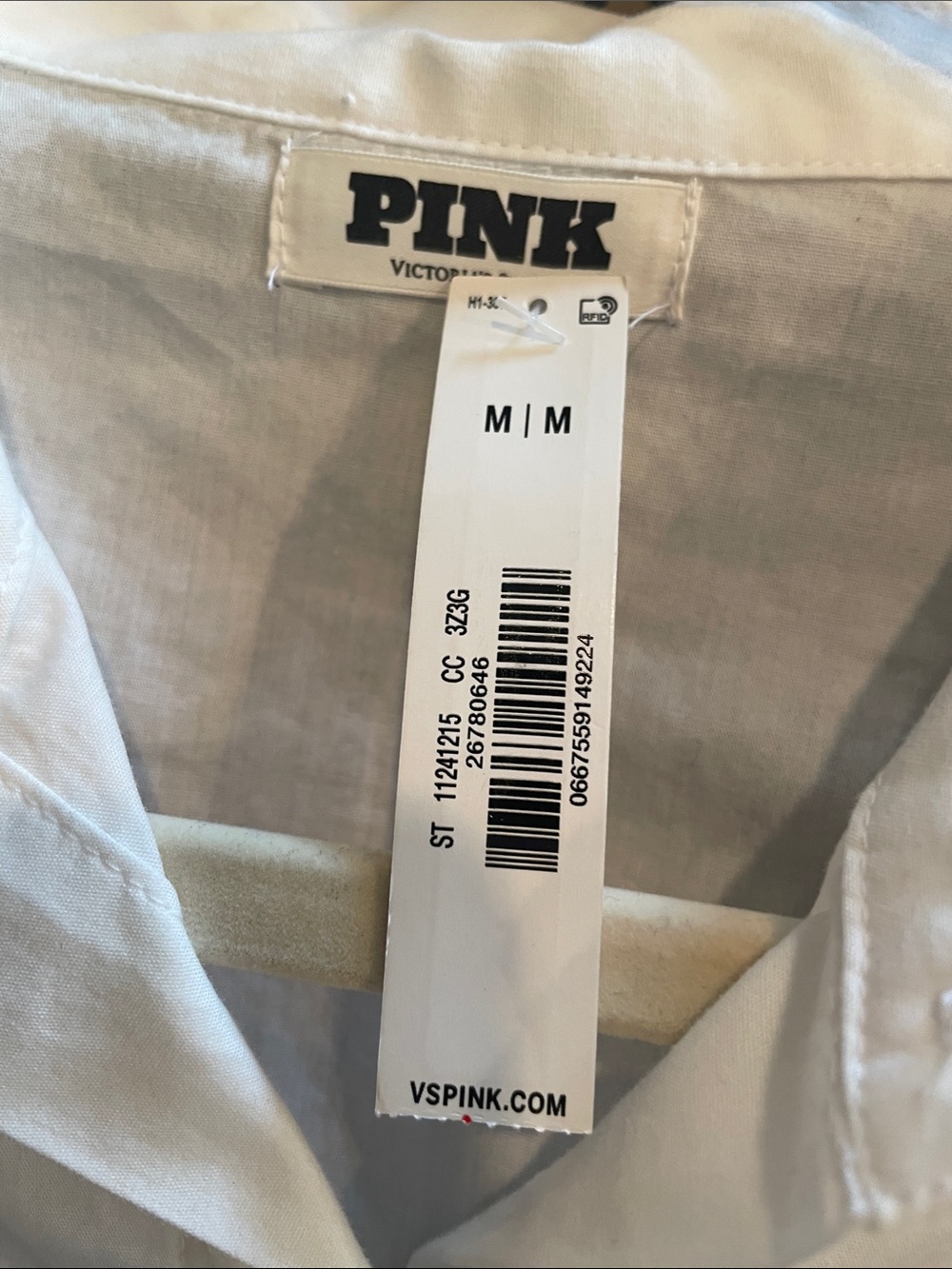 PINK Victoria's Secret Men's White Button-Down Shirt